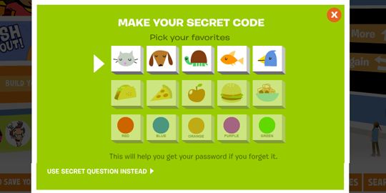 Fig 5. Pictures are used to make a secret code on PBS KIDS.